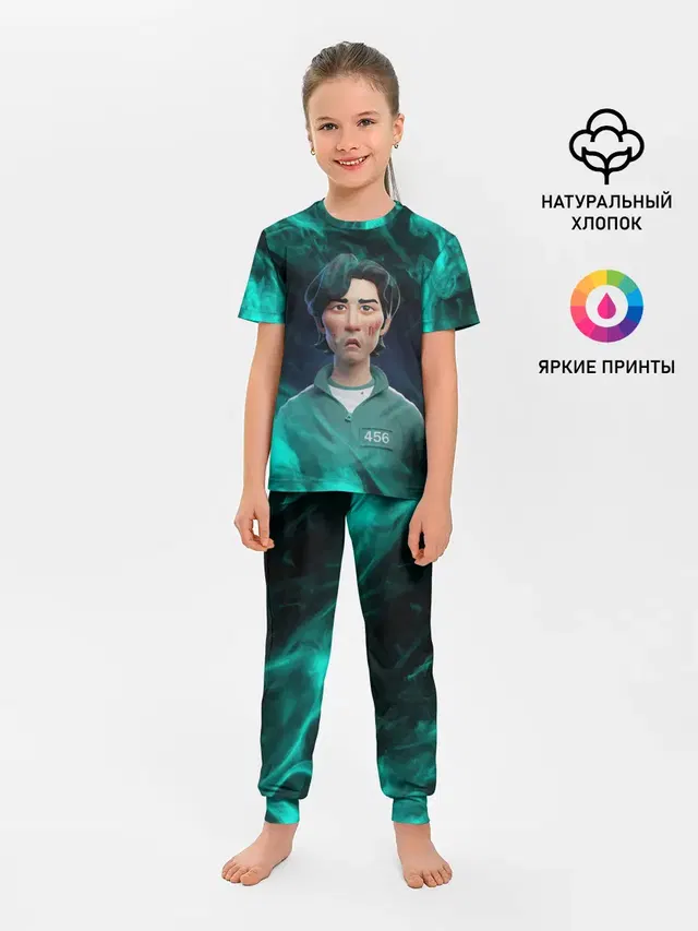 Детская пижама с брюками с принтом «Игра в кальмара — Seong Gi-hun»