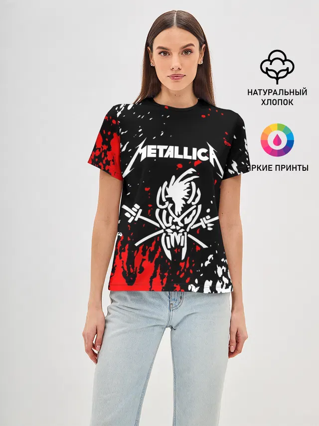 Женская базовая футболка с принтом «Metallica»