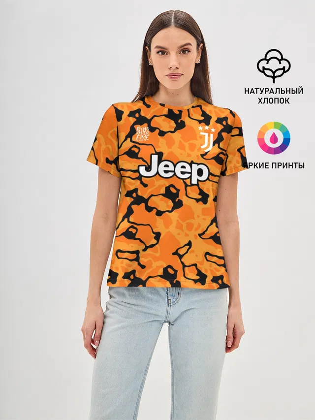 Женская базовая футболка с принтом «Ювентус — JUVENTUS резервная 20/21»