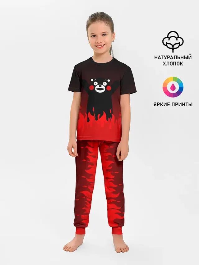 Детская пижама с брюками с принтом «Кумамон — Kumamon горит»