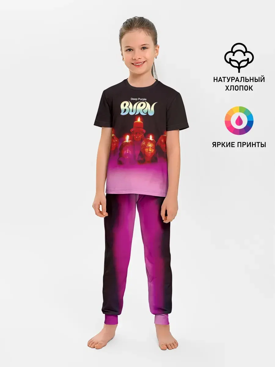 Детская пижама с брюками с принтом «Deep Purple — Deep Purple - Burn», вид спереди