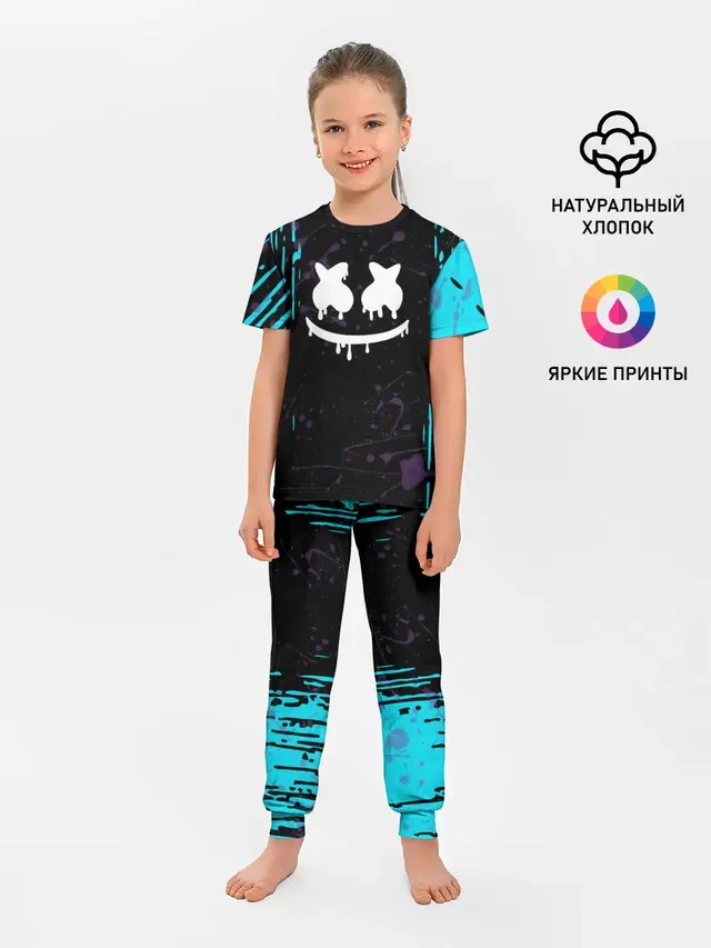 Детская пижама с брюками с принтом «Маршмелло — FORTNITE MARSHMELLO.»