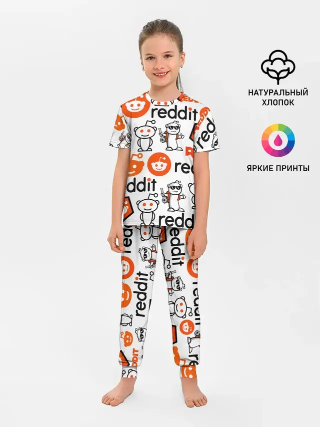 Детская пижама с брюками с принтом «Социальные сети — REDDIT — РЕДДИТ — ЛОГОБОМБИНГ»