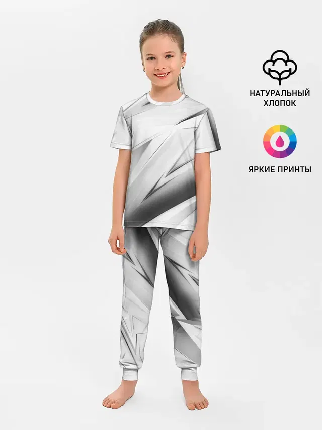 Детская пижама с брюками с принтом «Геометрия — GEOMETRY STRIPES WHITE»