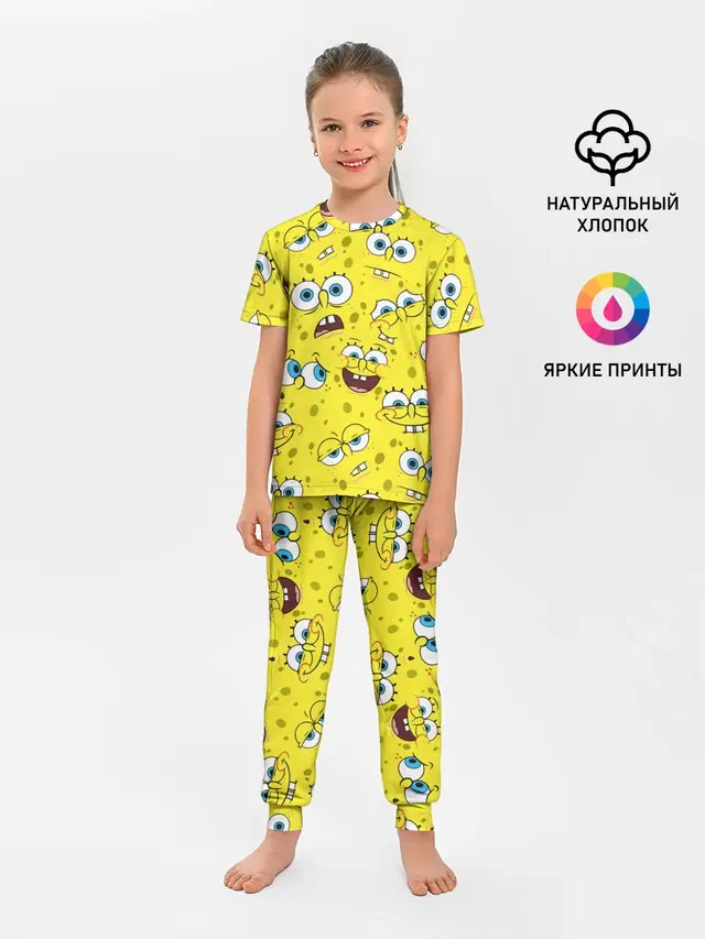 Детская пижама с брюками с принтом «Губка Боб — SpongeBob pattern»