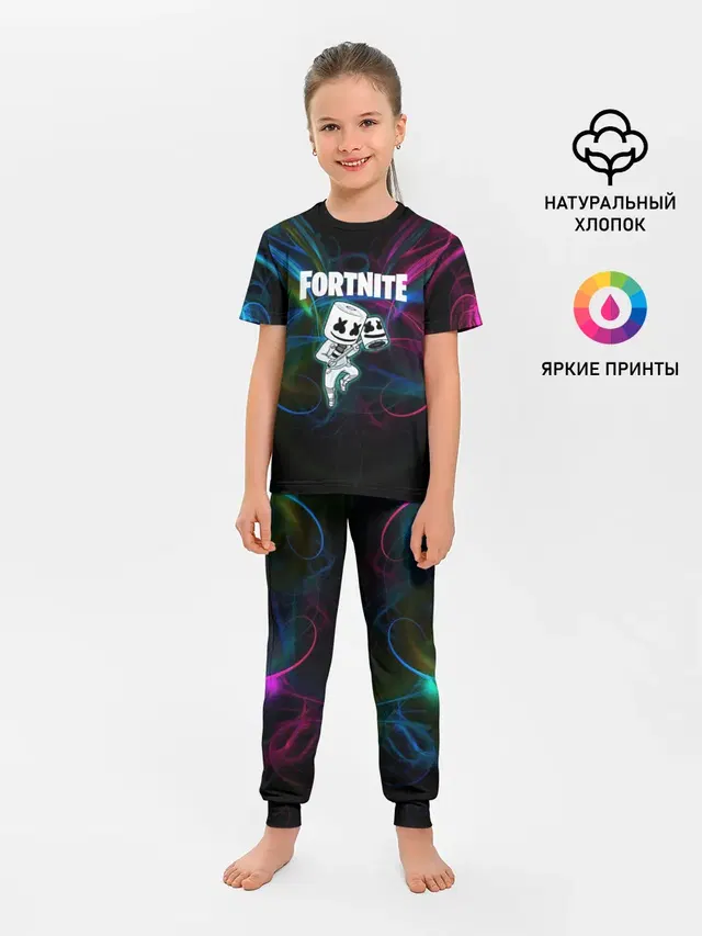 Детская пижама с брюками с принтом «Фортнайт — Fortnite x Marshmallow.»