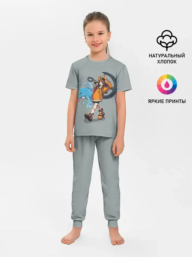 Детская пижама с брюками с принтом «May whith dolphin»