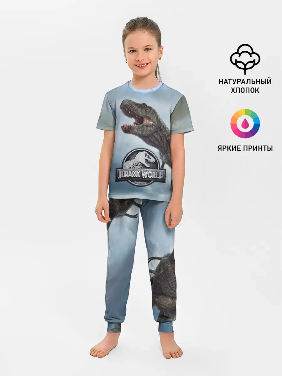 Хлопковая детская пижама «Tyrannosaurus Rex» — мерч купить — принт крупно