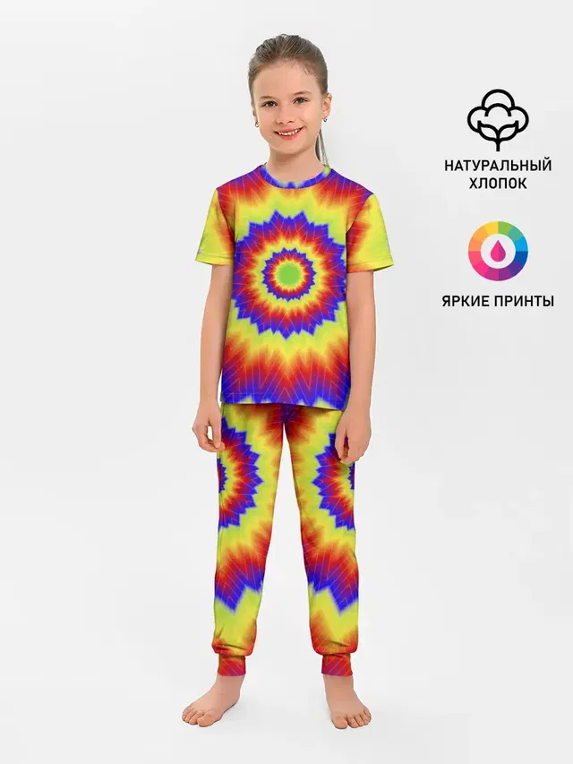 Детская пижама с брюками с принтом «Tie-Dye»