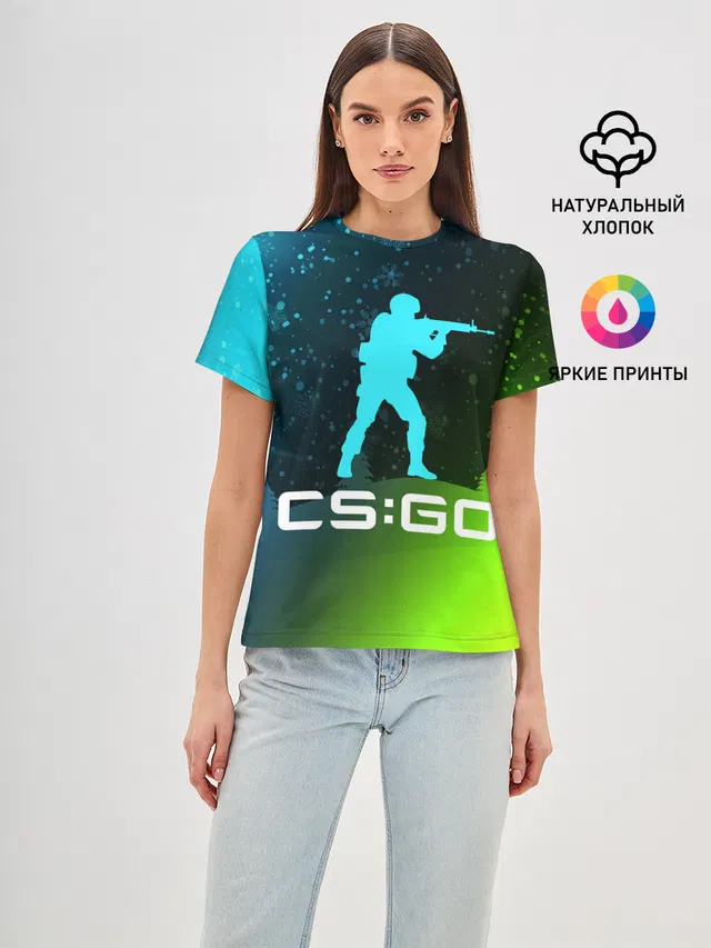 Женская базовая футболка с принтом «Counter-Strike — CS GO — КС ГО - Снежный»