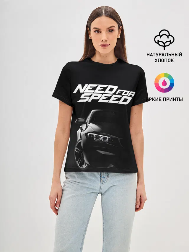 Женская базовая футболка с принтом «Car — NEED FOR SPEED»