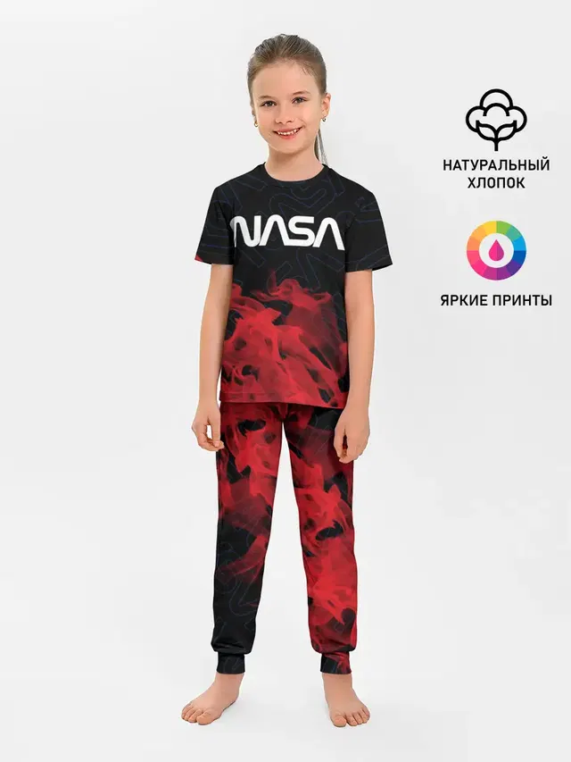 Детская пижама с брюками с принтом «Модные — NASA — НАСА»