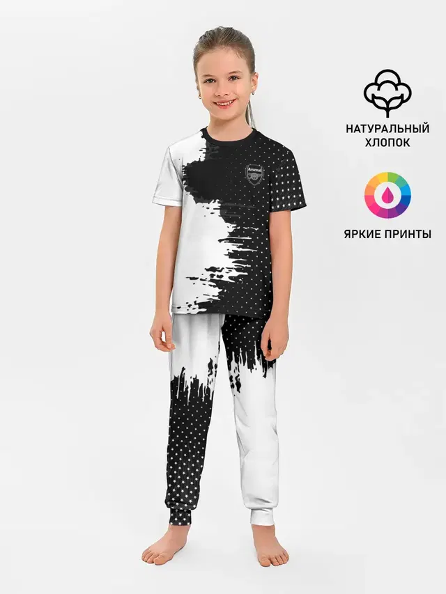 Детская пижама с брюками с принтом «Арсенал — Arsenal uniform black 2018»