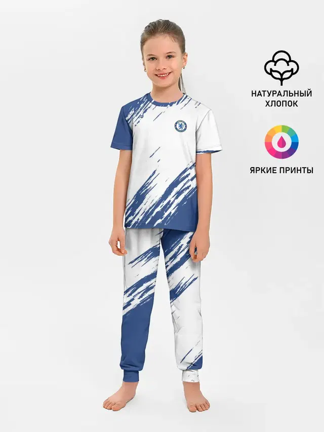Детская пижама с брюками с принтом «Челси — CHELSEA UNIFORM — ФОРМА ЧЕЛСИ»