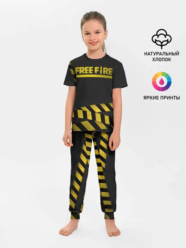 Детская пижама с брюками с принтом «Caution tape — Free Fire»