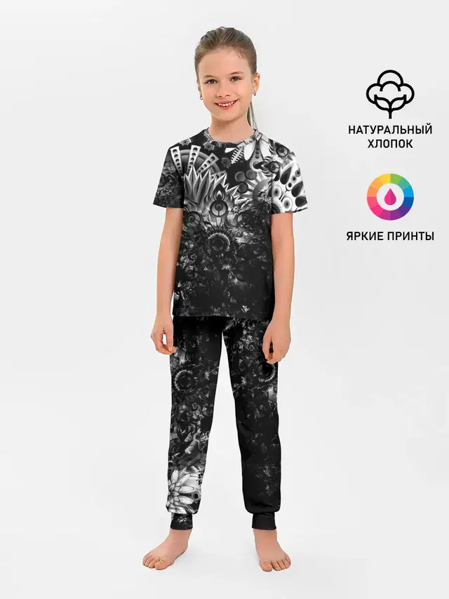 Детская пижама с брюками с принтом «Узоры — Floral Pattern»