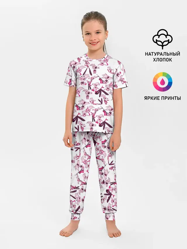 Детская пижама с брюками с принтом «Отель Хазбин — Hazbin Hotel: Angel Dust»