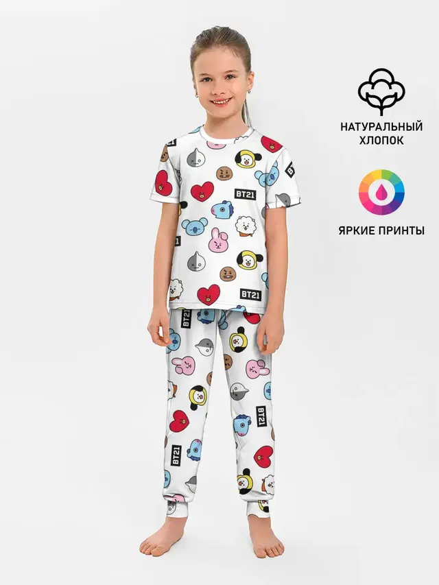 Детская пижама с брюками с принтом «BTS — BANGTAN BOYS — BT21»