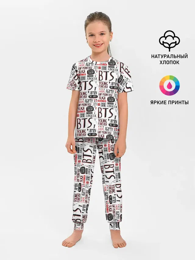Детская пижама с брюками с принтом «BTS — BTS Collage»