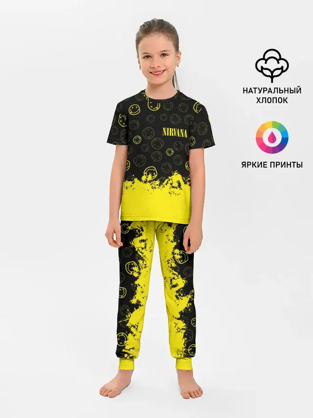 Детская пижама с брюками с принтом «Smiley Face Logo»