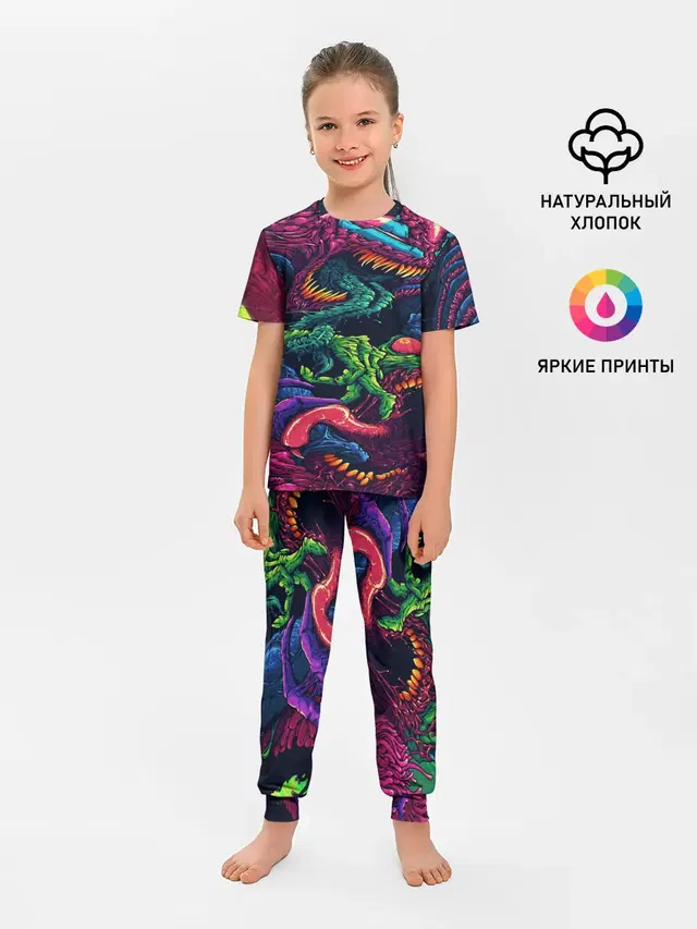 Детская пижама с брюками с принтом «Counter-Strike — CS GO hyper beast skin»