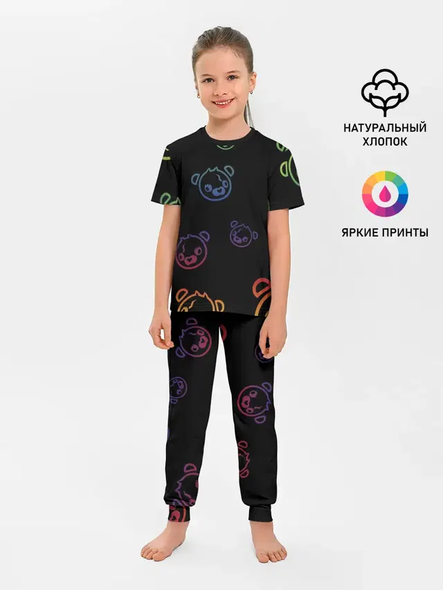 Детская пижама с брюками с принтом «Фортнайт — Colorful Bear»