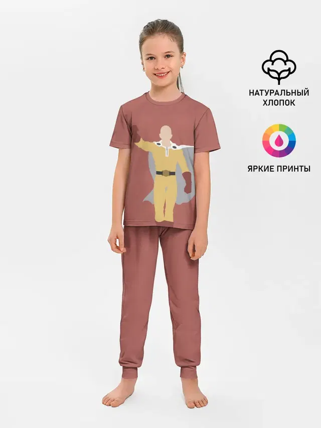 Детская пижама с брюками с принтом «Ванпанчмен — Saitama»