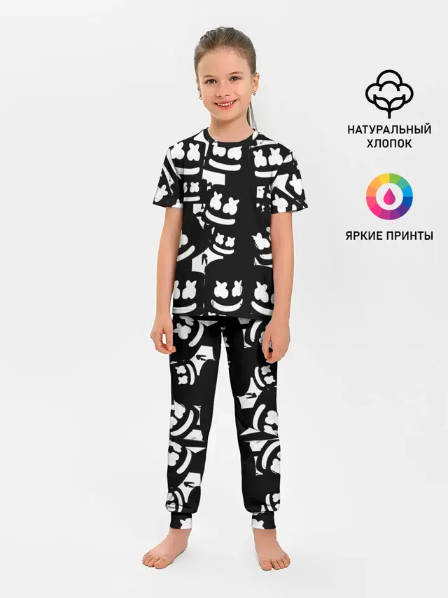 Детская пижама с брюками с принтом «Marshmello»
