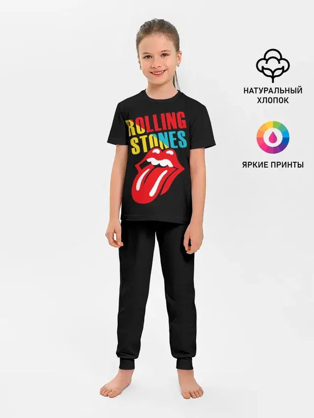 Детская пижама с брюками с принтом «Rolling Stones — Роллинг Стоунз»