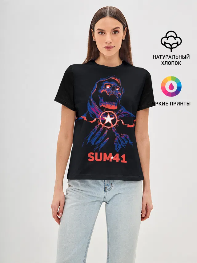 Женская базовая футболка с принтом «Sum41»