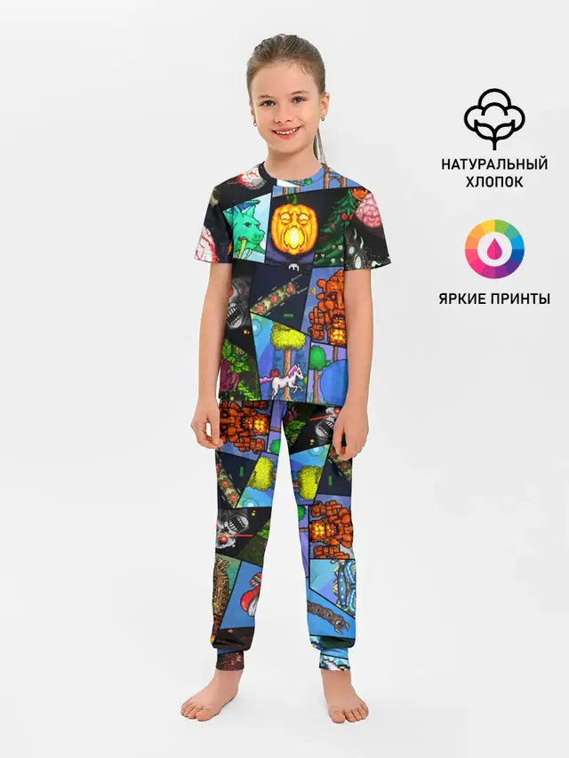 Детская пижама с брюками с принтом «Разные игры — Terraria allpic»
