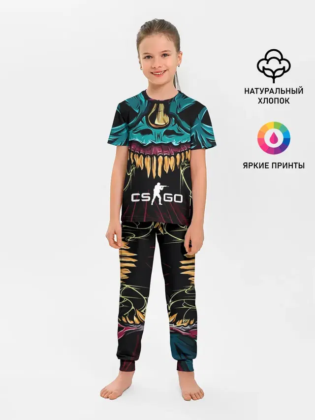Детская пижама с брюками с принтом «Counter-Strike — CS GO hyper beast skin»