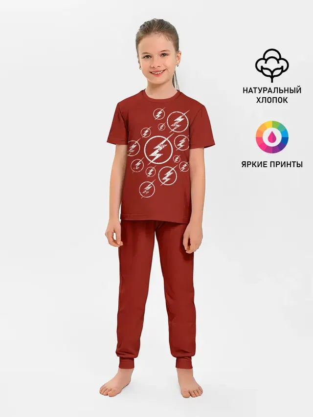 Детская пижама с брюками с принтом «Флэш — The Flash Logo»