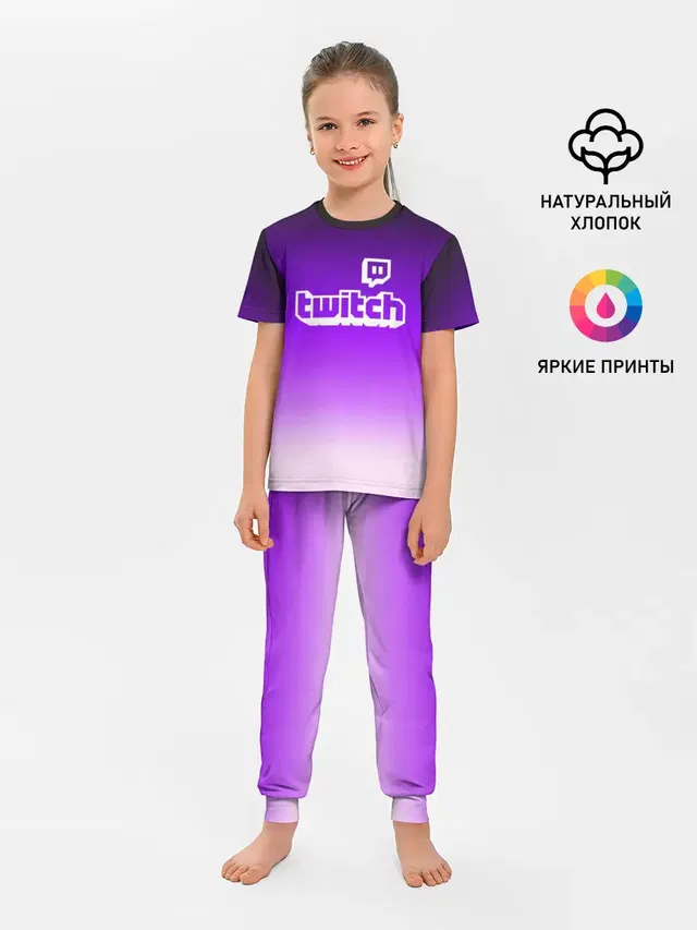 Детская пижама с брюками с принтом «Трендовые надписи — Twitch»