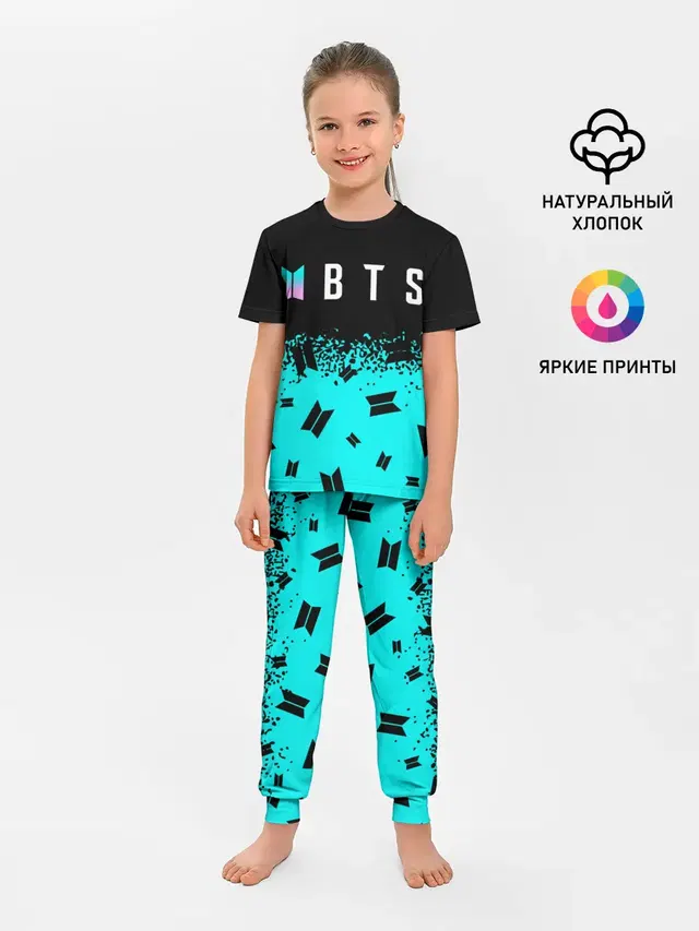 Детская пижама с брюками с принтом «BTS»