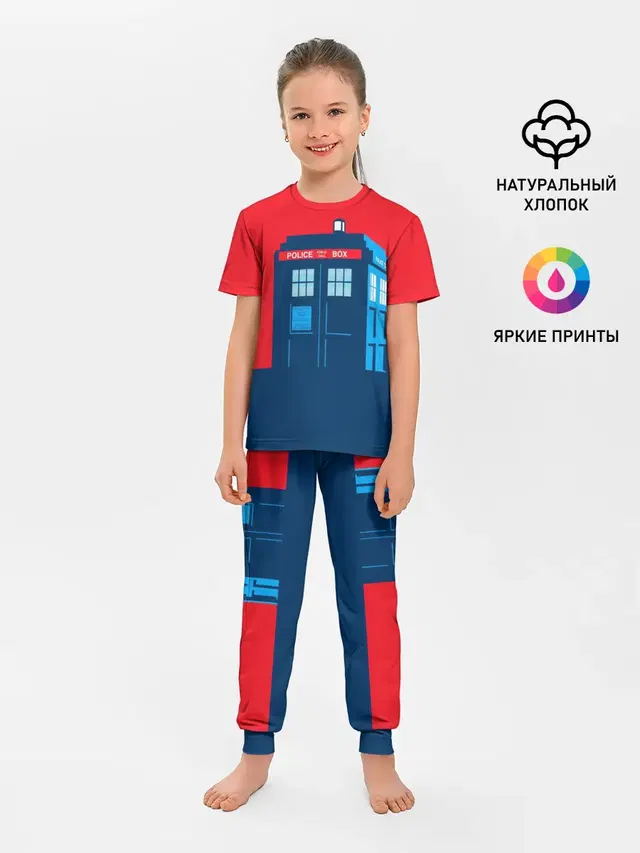 Детская пижама с брюками с принтом «Доктор Кто — IN TARDIS WE TRUST»