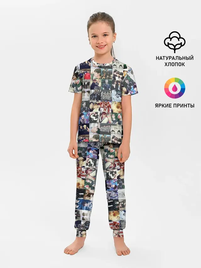 Детская пижама с брюками с принтом «BTS — BTS Collage»
