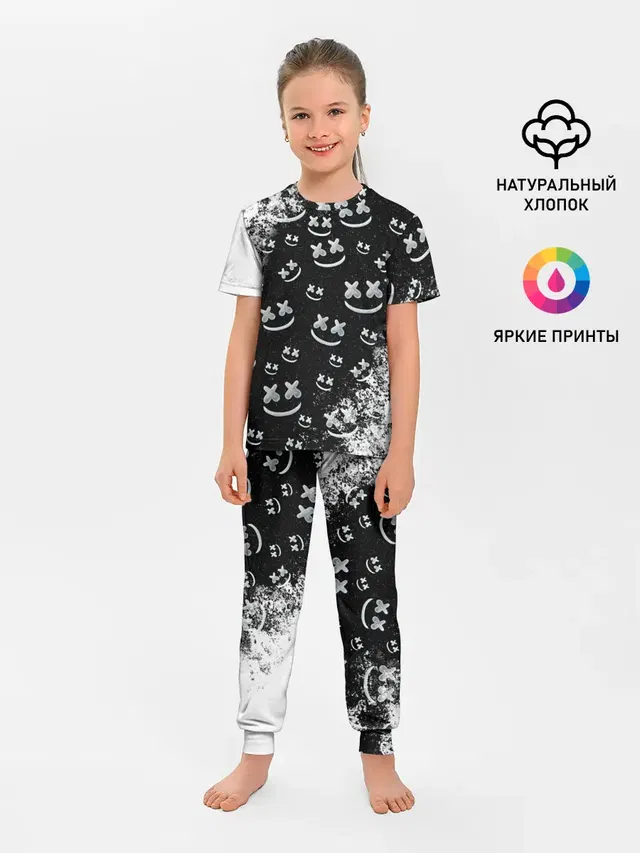 Детская пижама с брюками с принтом «Marshmello»