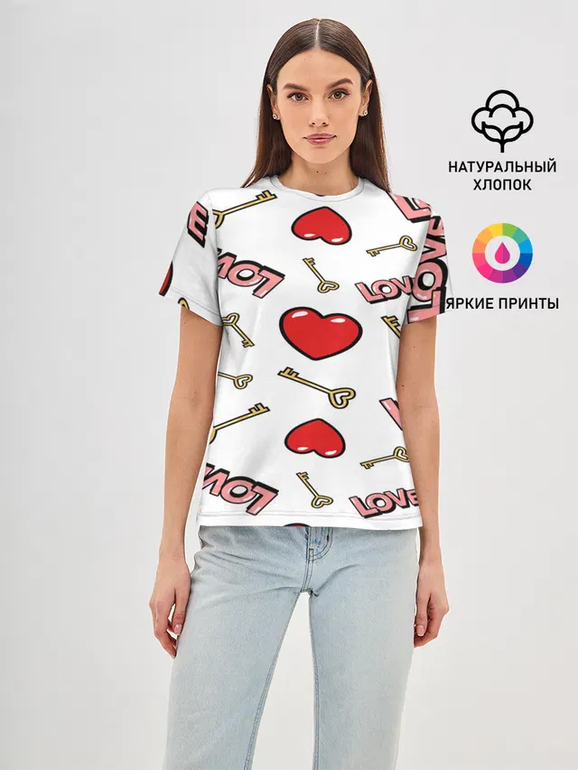 Женская базовая футболка с принтом «День Святого Валентина — Valentines Day»
