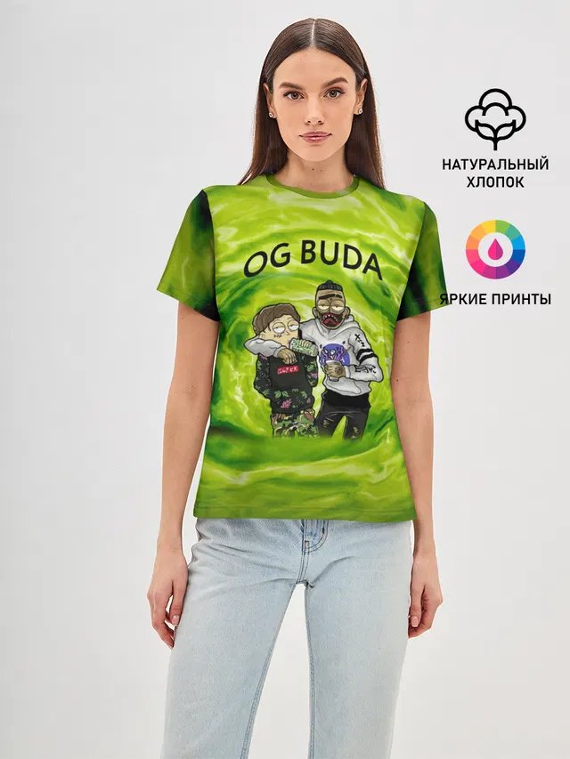 Женская базовая футболка с принтом «OG Buda — Репер - OG Buda»