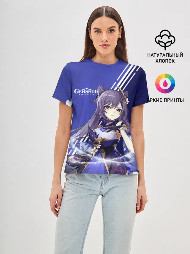 Женская базовая футболка с принтом «Геншин Импакт»