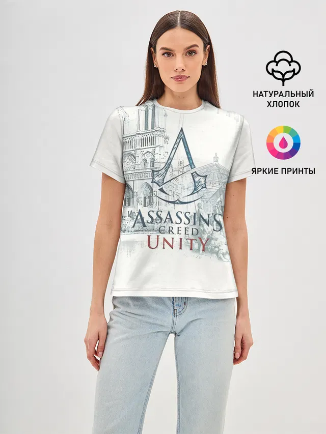 Женская базовая футболка с принтом «Assassin’s Creed Unity»