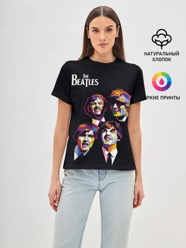 Женская базовая футболка с принтом «The Beatles»