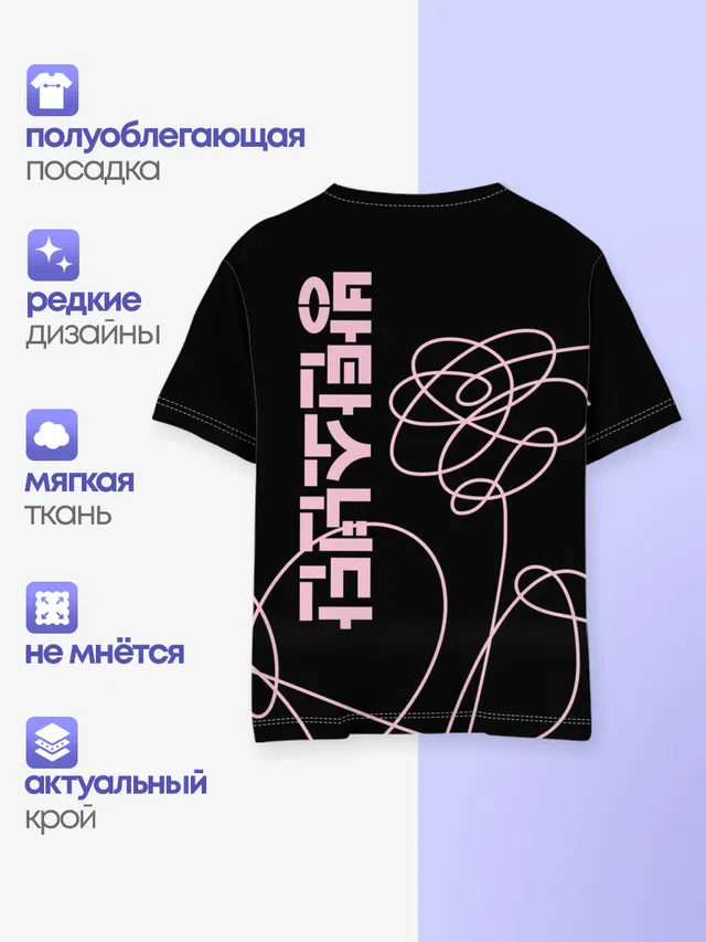 Детская базовая футболка с принтом «BTS»