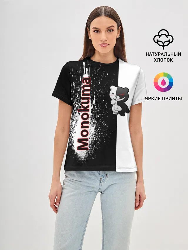 Женская базовая футболка с принтом «Разные игры — Monokuma»