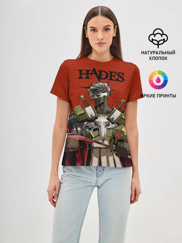 Женская базовая футболка с принтом «Hades - Арес»