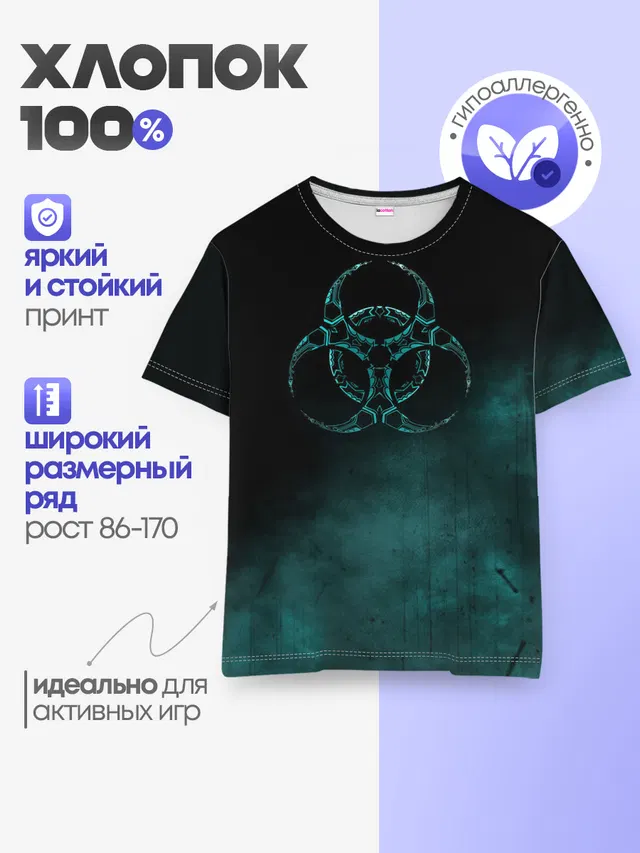 Детская базовая футболка с принтом «Biohazard sign — Biohazard»