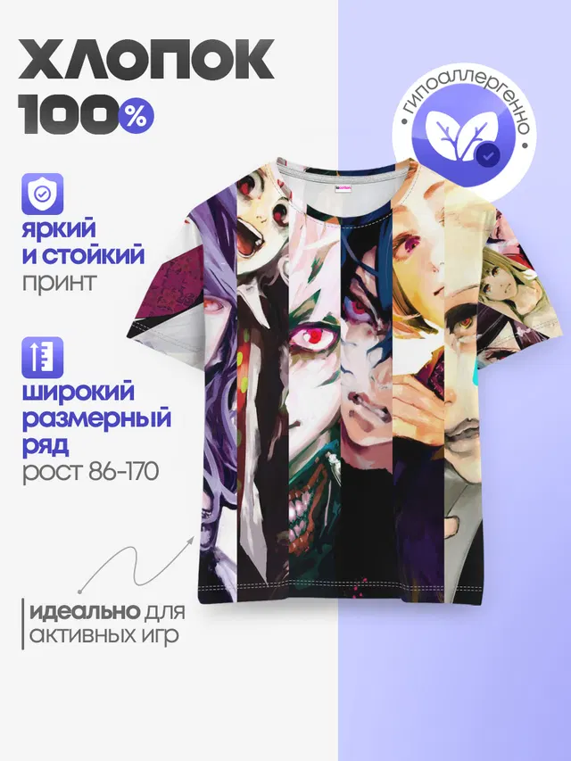 Детская базовая футболка с принтом «Токийский Гуль — гульи из 20 района»