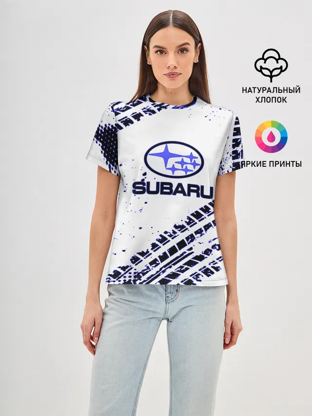 Женская базовая футболка с принтом «Subaru»
