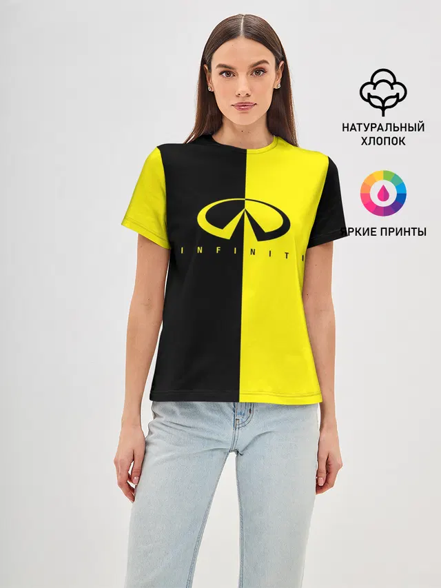 Женская базовая футболка с принтом «Infiniti — INFINITI logo»